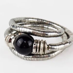 Vintage Necklace Egyptian Revival Serpentine Silver Tone Snake Spine Coil Choker